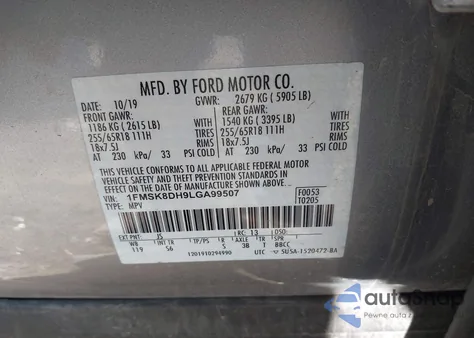 2020 Ford Explorer Xlt from USA, damaged, VIN 1FMSK8DH9LGA99507